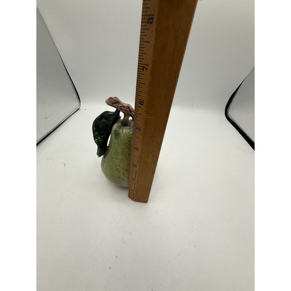 Vintage Ceramic Pear Figurine with Leaf & Branch Stem – 5.5” Tall - Picture 6 of 6